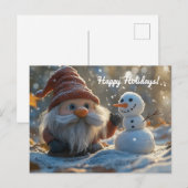 冬のワンダーランドで愛らしい格言と雪だるま シーズンポストカード (正面/裏面)