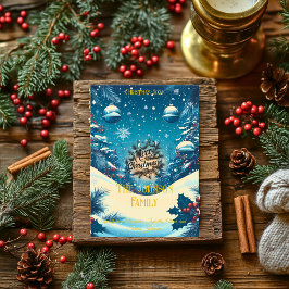 冬のワンダーランドとオーナメント&家族のメッセージ 招待状