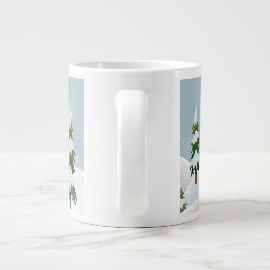 冬のワンダーランドと雪だるまラージマグ ジャンボコーヒーマグカップ (裏面)