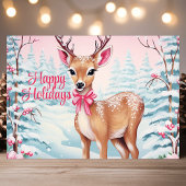 冬のワンダーランドにかわいいクリスマスディアー シーズンカード