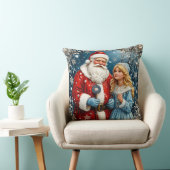 冬のワンダーランドにサンタクロースと雪が残る クッション (椅子)