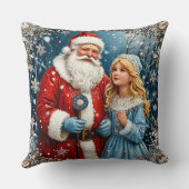 冬のワンダーランドにサンタクロースと雪が残る クッション (裏面)