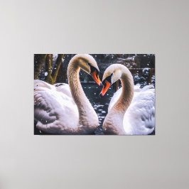 冬のワンダーランドにロマンチックな白鳥 キャンバスプリント
