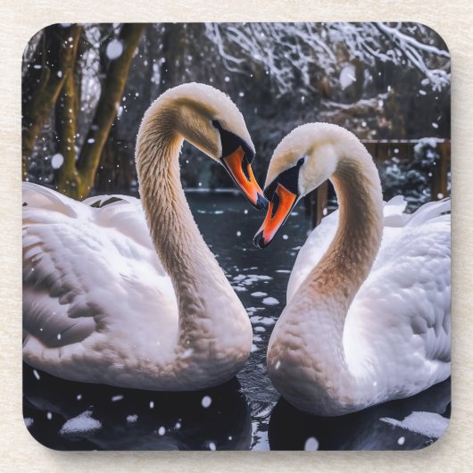 冬のワンダーランドにロマンチックな白鳥 コースター (正面)