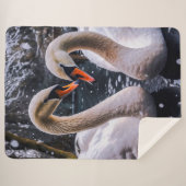 冬のワンダーランドにロマンチックな白鳥 シェルパブランケット (正面(横))