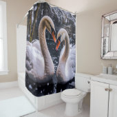 冬のワンダーランドにロマンチックな白鳥 シャワーカーテン (インサイチュ)