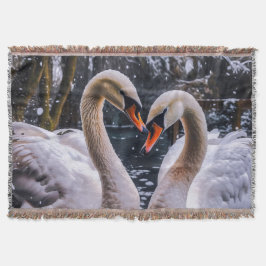 冬のワンダーランドにロマンチックな白鳥 スローブランケット