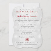 冬のワンダーランドに参加ハート結婚式の招待レッド 招待状 (裏面)