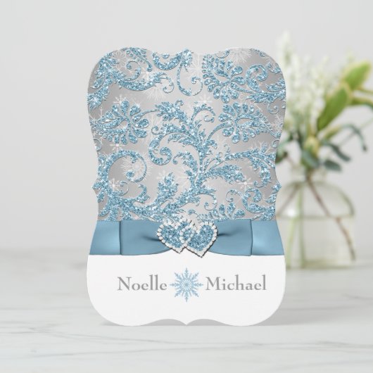 冬のワンダーランドに参加ハート結婚式の招待2 招待状 (スタンド正面)