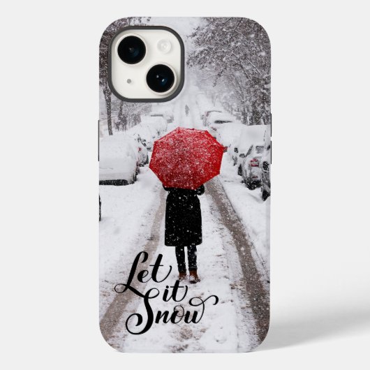 冬のワンダーランドに赤い傘 – 雪を入れる Case-Mate iPhoneケース (裏面)