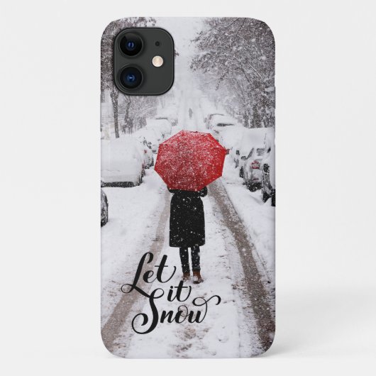 冬のワンダーランドに赤い傘 – 雪を入れる Case-Mate iPhoneケース (裏面)