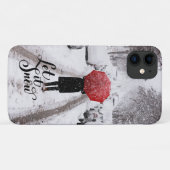 冬のワンダーランドに赤い傘 – 雪を入れる Case-Mate iPhoneケース (裏面(横))