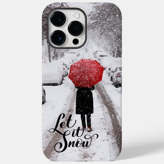 冬のワンダーランドに赤い傘 – 雪を入れる Case-Mate iPhoneケース (裏面)