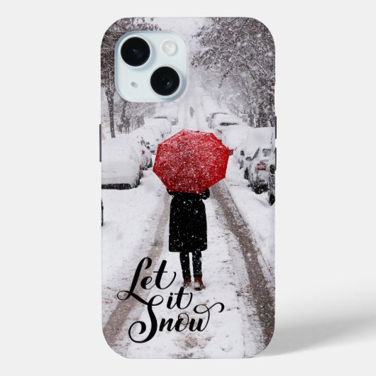 冬のワンダーランドに赤い傘 – 雪を入れる Case-Mate iPhoneケース (裏面)