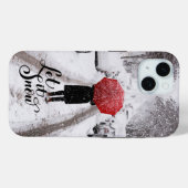 冬のワンダーランドに赤い傘 – 雪を入れる Case-Mate iPhoneケース (裏面 (横))