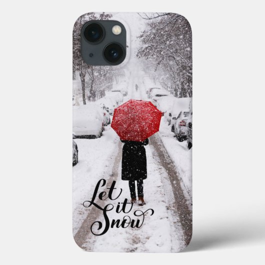 冬のワンダーランドに赤い傘 – 雪を入れる Case-Mate iPhoneケース (裏面)