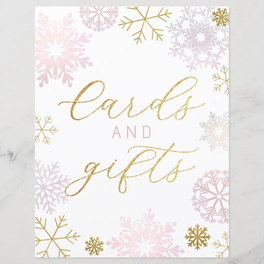 冬のワンダーランドのカードとギフトのサイン – ピンク (正面)