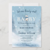 冬のワンダーランドのクマ男の子の赤ちゃんシャワー 招待状 (正面)