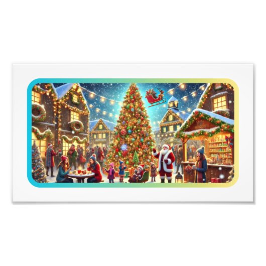 冬のワンダーランドのクリスマスお祝い フォトプリント            (正面)