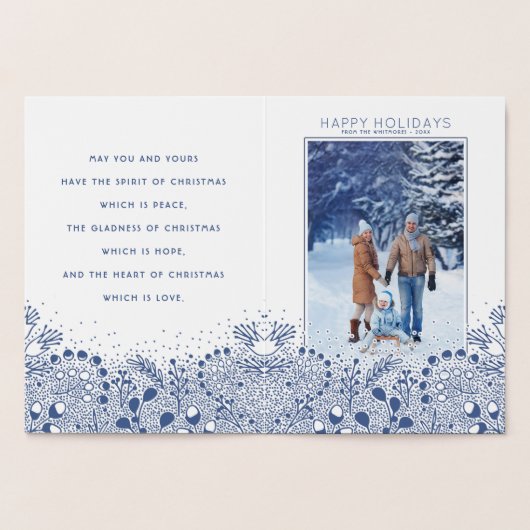 冬のワンダーランドのクリスマスと休日の写真 箔カード (内部)