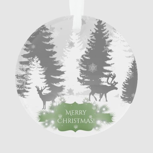 冬のワンダーランドのクリスマスオーナメント – 緑 オーナメント (裏面)