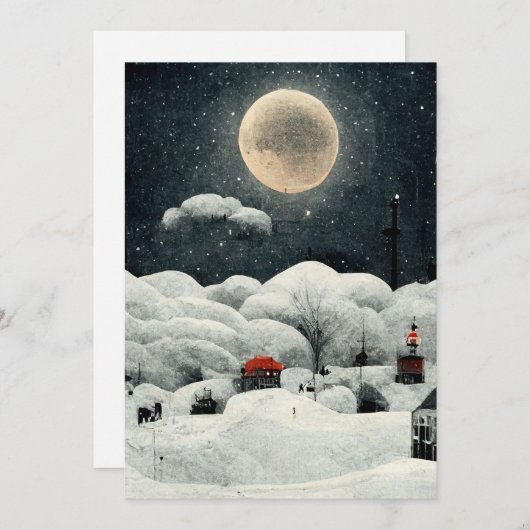 冬のワンダーランドのクリスマスカード シーズンカード (正面/裏面)