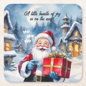 冬のワンダーランドのクリスマスサンタベビーシャワー スクエアペーパーコースター (正面)