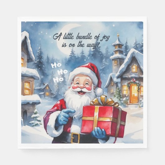 冬のワンダーランドのクリスマスサンタベビーシャワー スタンダードランチョンナプキン (正面)
