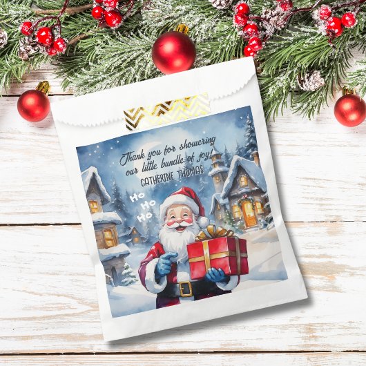 冬のワンダーランドのクリスマスサンタベビーシャワー フェイバーバッグ