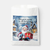 冬のワンダーランドのクリスマスサンタベビーシャワー フェイバーバッグ (正面)