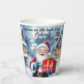 冬のワンダーランドのクリスマスサンタベビーシャワー 紙コップ (裏面)