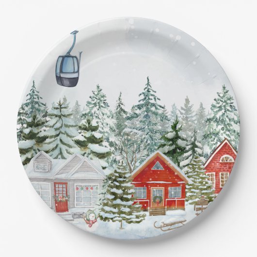 冬のワンダーランドのクリスマスストーリー ペーパープレート (正面)