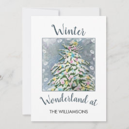 冬のワンダーランドのクリスマスツリー シーズンカード