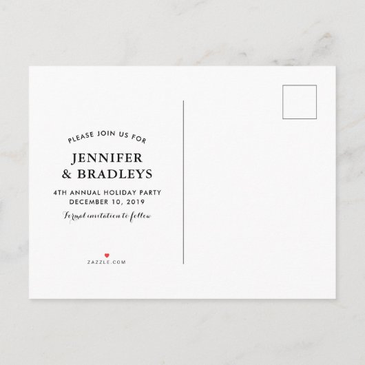 冬のワンダーランドのクリスマスホリデーを保存 案内ポストカード (裏面)