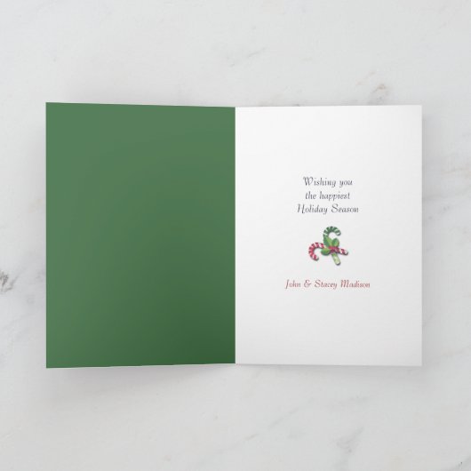 冬のワンダーランドのサンタとミセス・サンタクロース シーズンカード (内部)