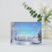 冬のワンダーランドのシーンクリスマスはがき ポストカード (スタンド正面)