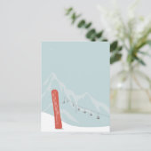 冬のワンダーランドのスノーボードとスキーリフト シーズンポストカード (スタンド正面)