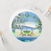 冬のワンダーランドのスワン カード (正面/裏面インサイチュ)