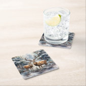 冬のワンダーランドのトナカイ スクエアペーパーコースター (インサイチュ)