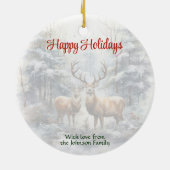 冬のワンダーランドのトナカイ セラミックオーナメント (裏面)