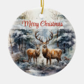 冬のワンダーランドのトナカイ セラミックオーナメント (正面)
