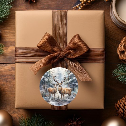 冬のワンダーランドのトナカイ ラウンドシール