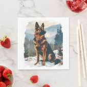 冬のワンダーランドのドイツの羊飼い スタンダードランチョンナプキン (インサイチュ)