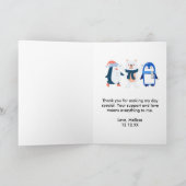 冬のワンダーランドのベイビーシャワー2写真 サンキューカード (内部)