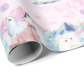 冬のワンダーランドのホッキョクグマとペンギンのシーン ラッピングペーパー (ロールコーナー)