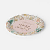 冬のワンダーランドの女の子の赤ちゃんシャワー歓迎サイン ペーパープレート (アングル)