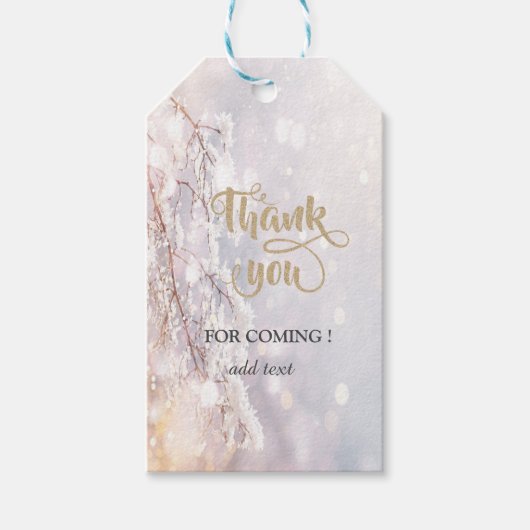 冬のワンダーランドの枝ありがとう ギフトタグ (正面)