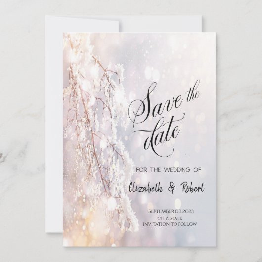 冬のワンダーランドの枝が日付を保存 セーブザデート (正面)