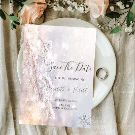 冬のワンダーランドの枝の緑は日付を保存 セーブザデート