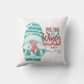 冬のワンダーランドの格言クリスマスの歩く クッション (裏面)